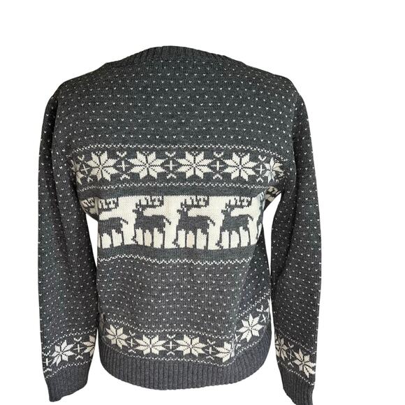 Totally 80’s Vintage Style POL Gray & White Reindeer Snowflake Sweater Women’s L - Picture 3 of 6